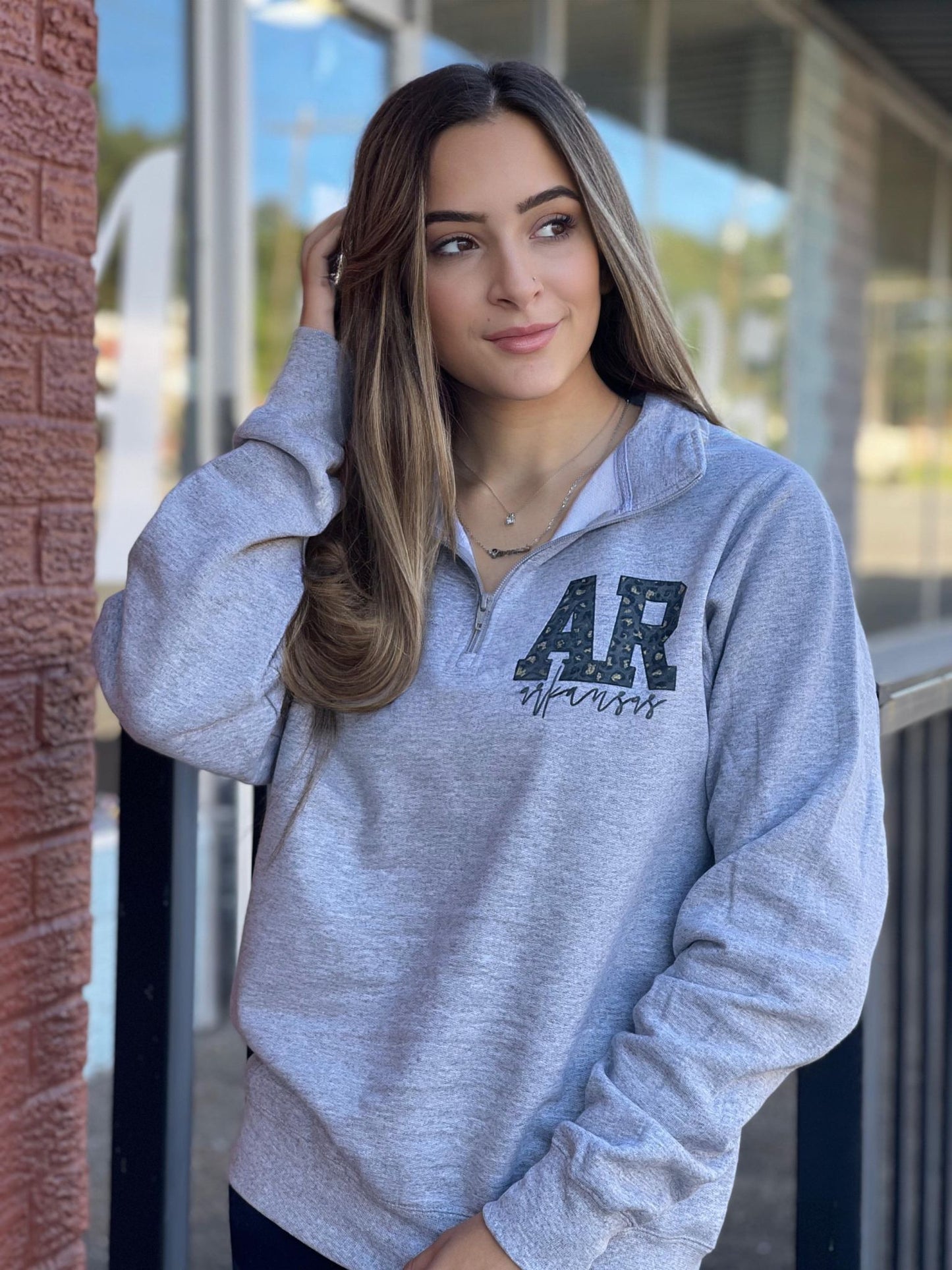Custom Leopard State Quarter Zip-ask apparel wholesale