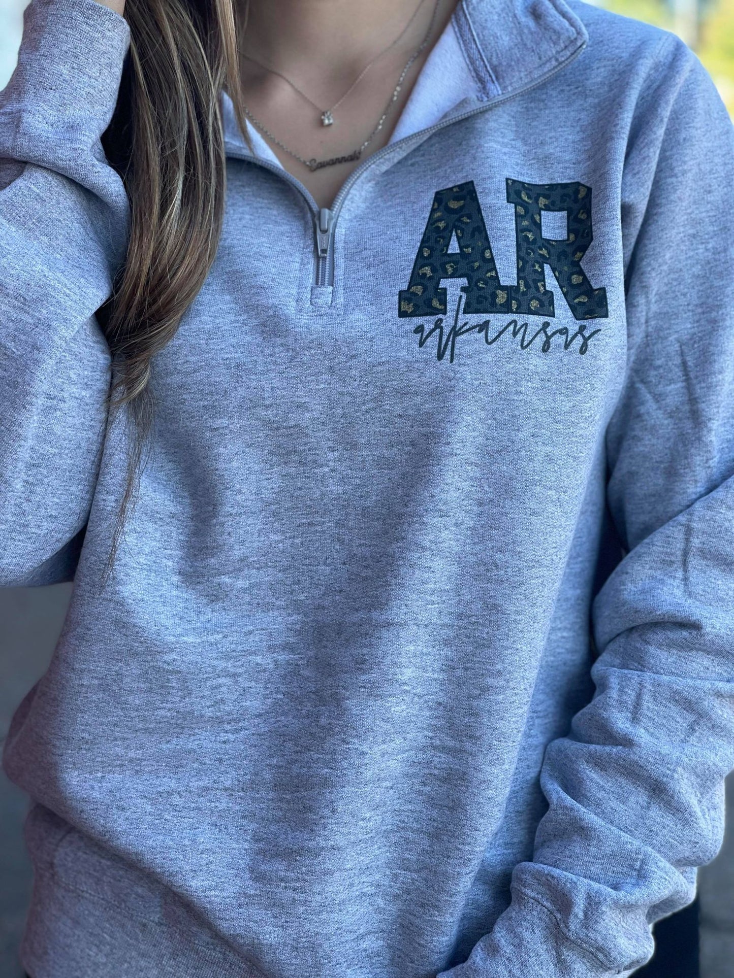 Custom Leopard State Quarter Zip-ask apparel wholesale