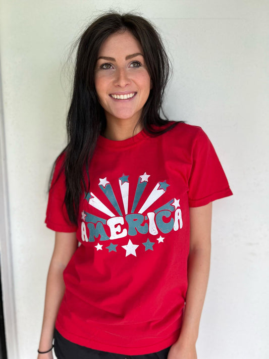 Red America Tee