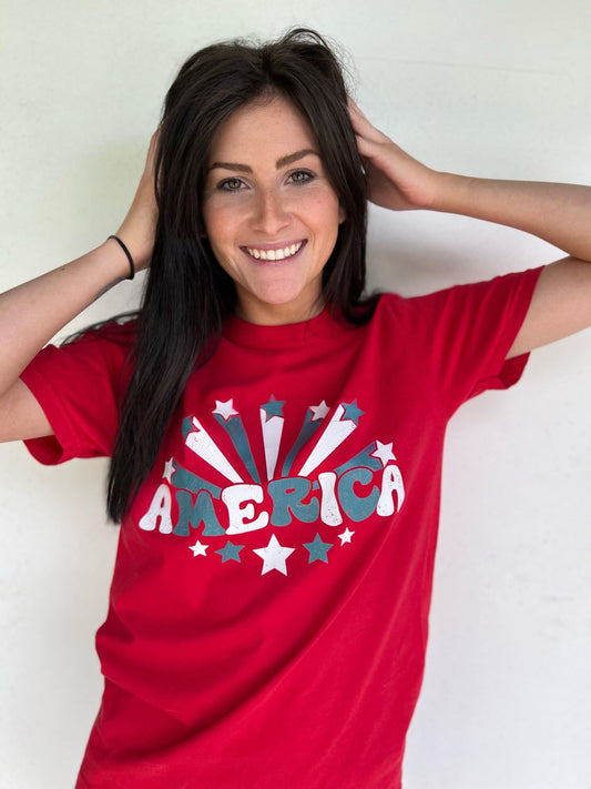 Red America Tee