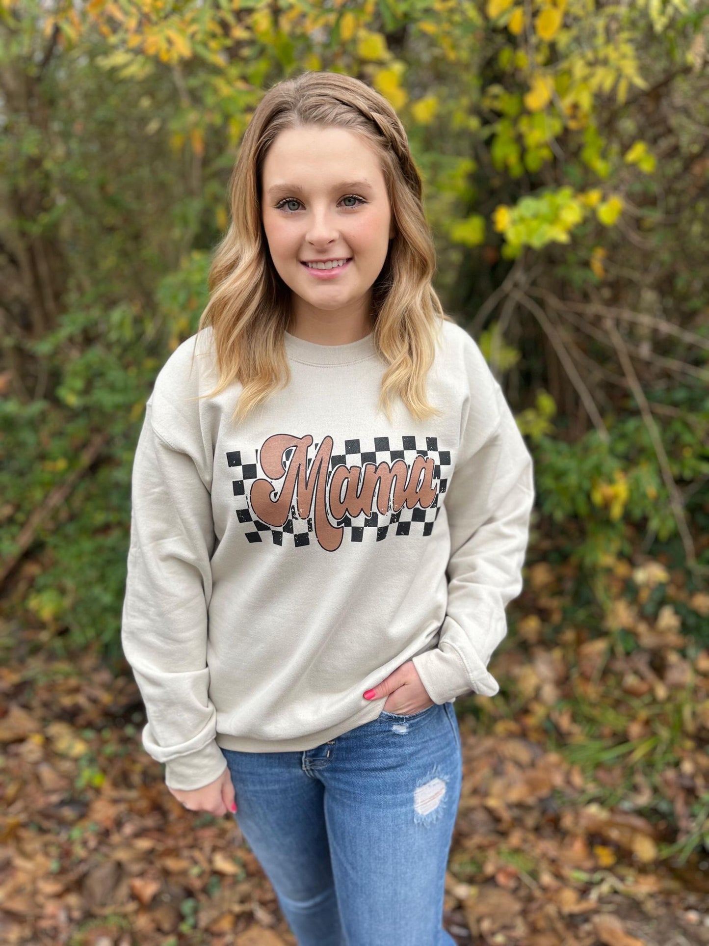 Retro Checkered Mama Sweatshirt