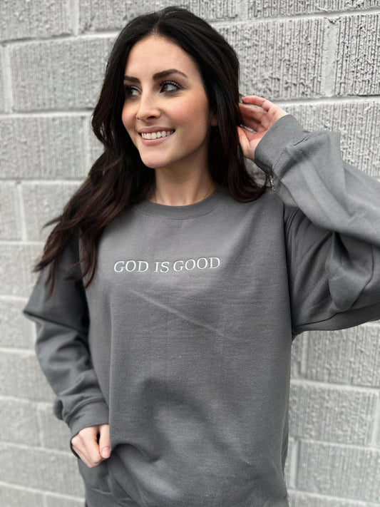 God Is Good Embroidered Sweatshirt