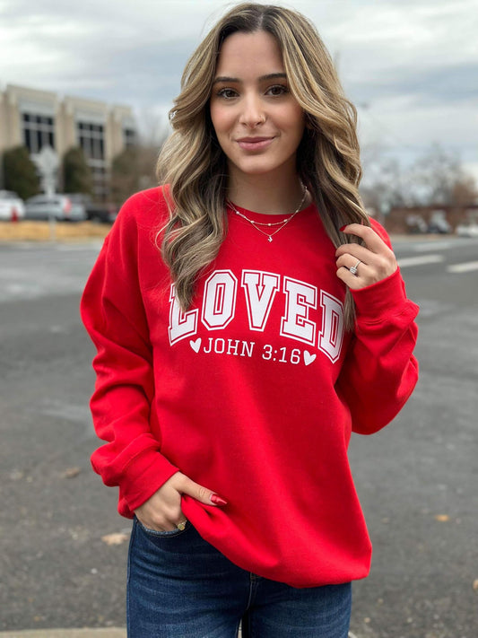 Loved John 3:16 Red Sweatshirt