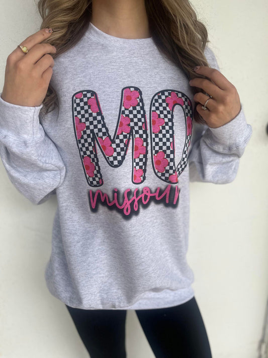 Neon Checkered State Sweatshirt