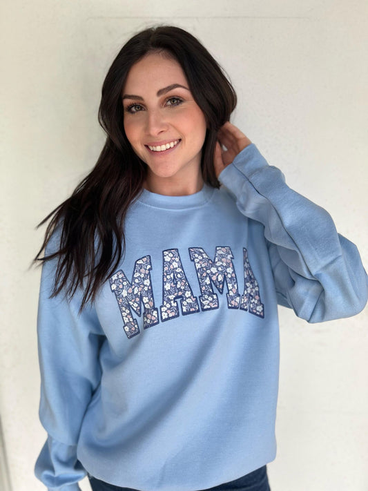 Blue Floral Mama Sweatshirt