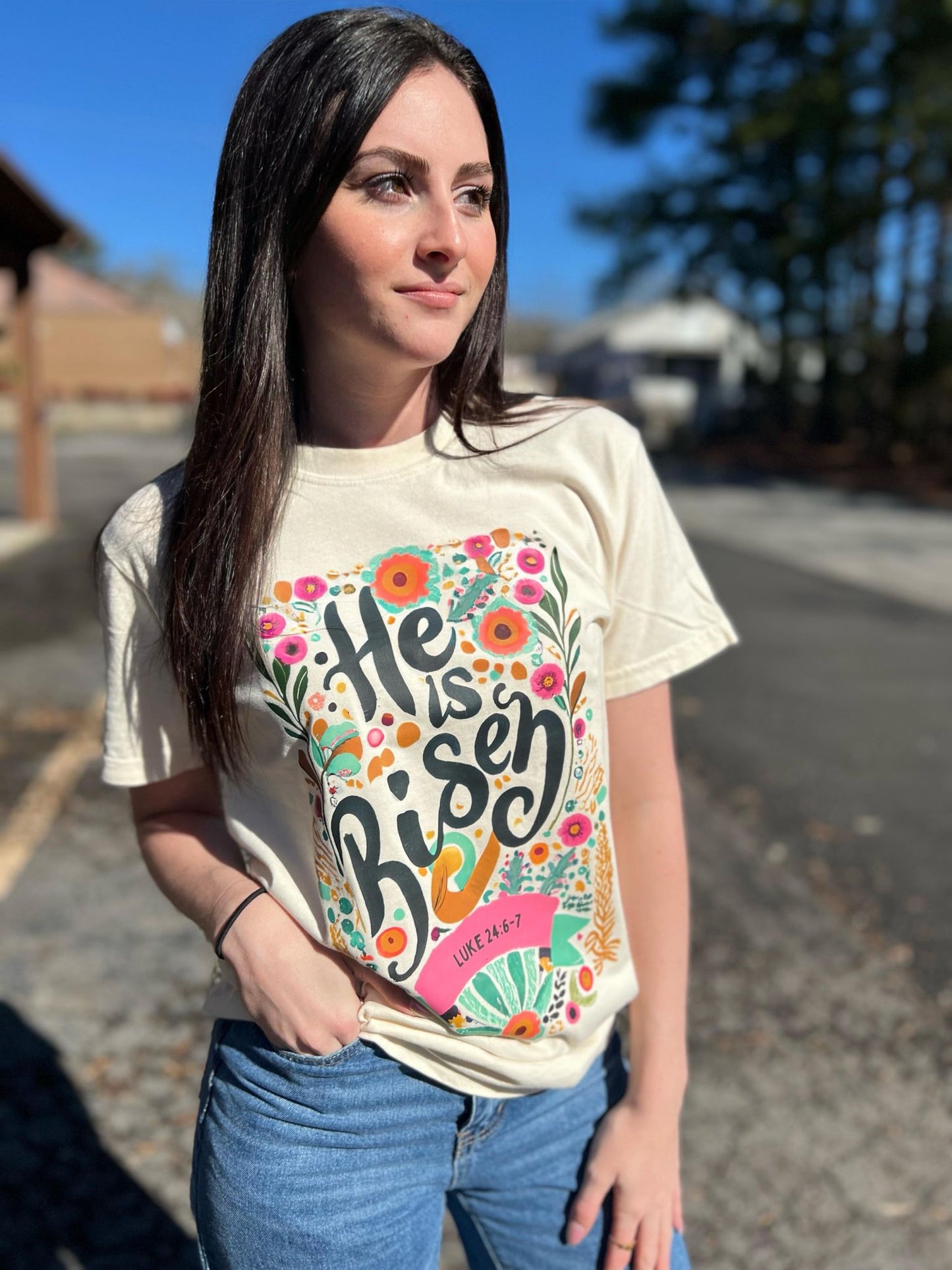 He Is Risen Floral Tee