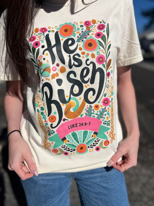 He Is Risen Floral Tee