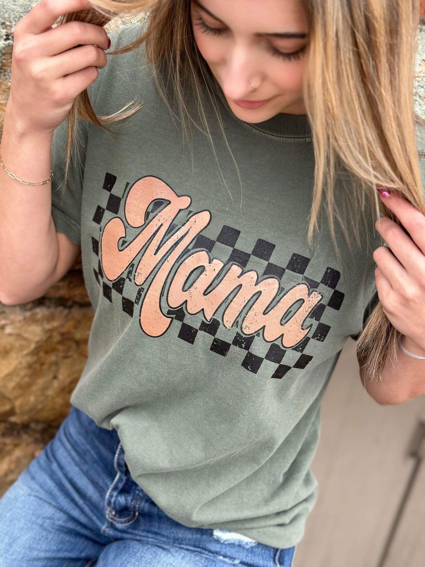 Retro Checkered Mama Tee