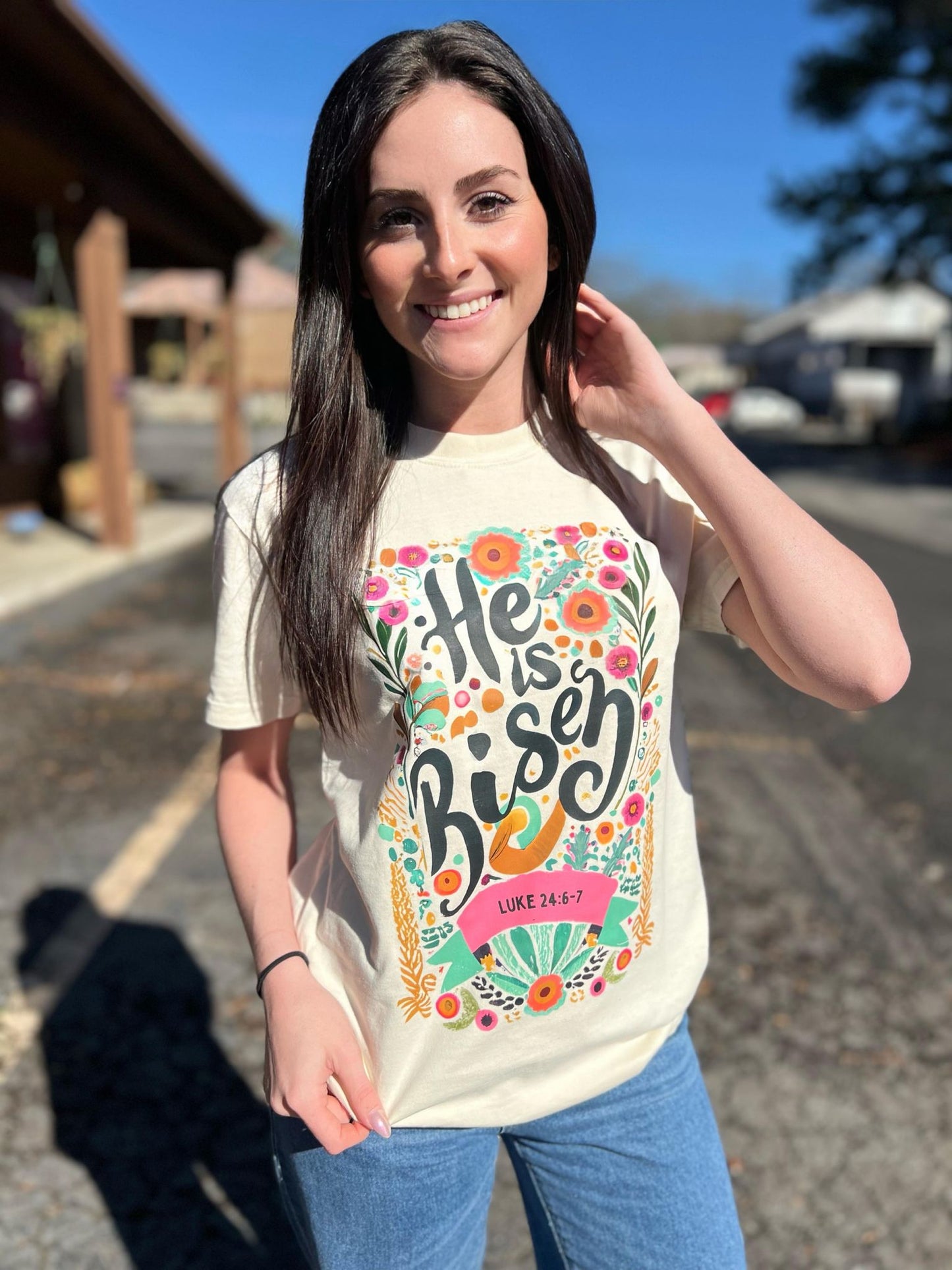 He Is Risen Floral Tee