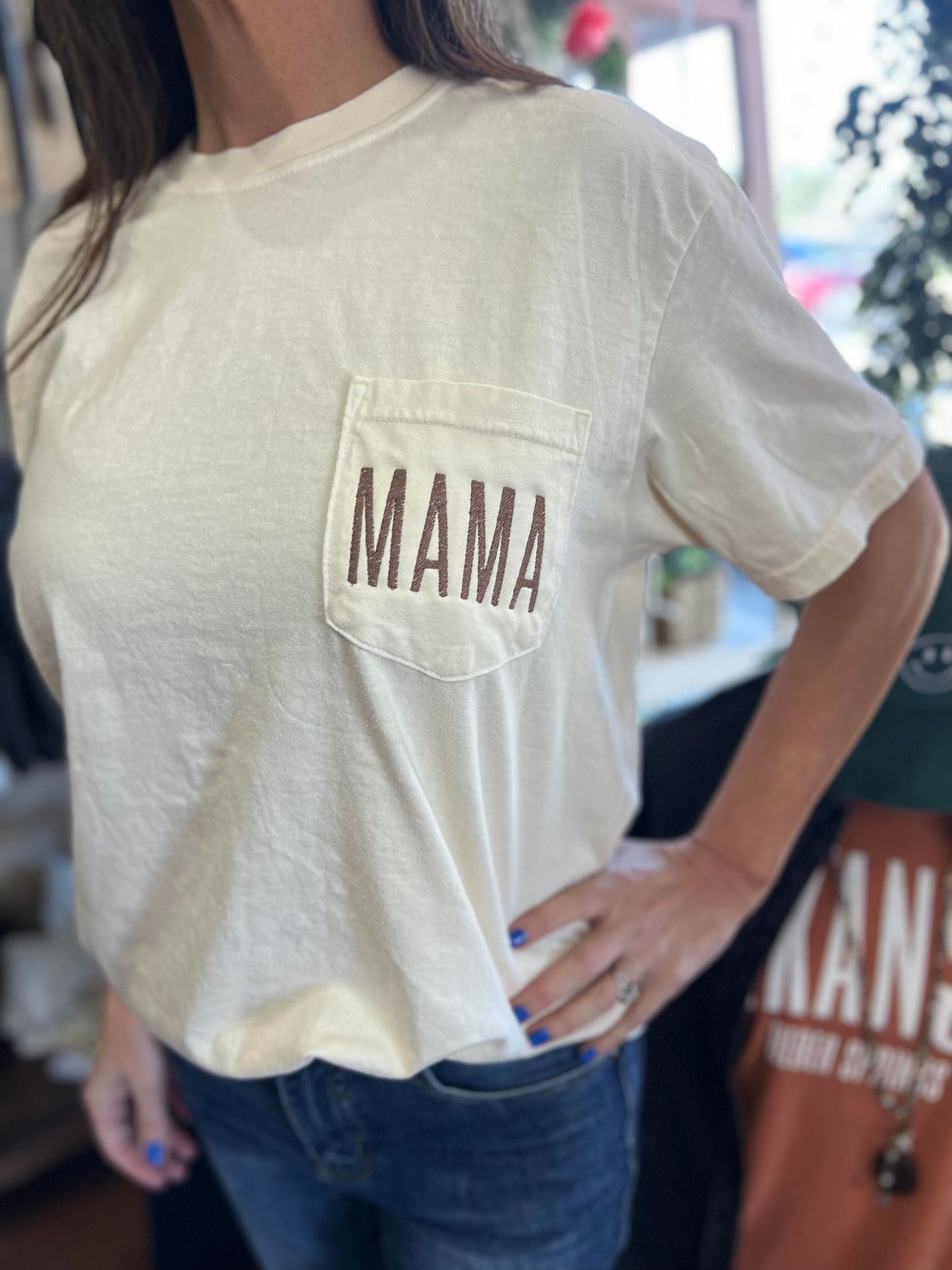 Embroidered Mama Pocket Tees