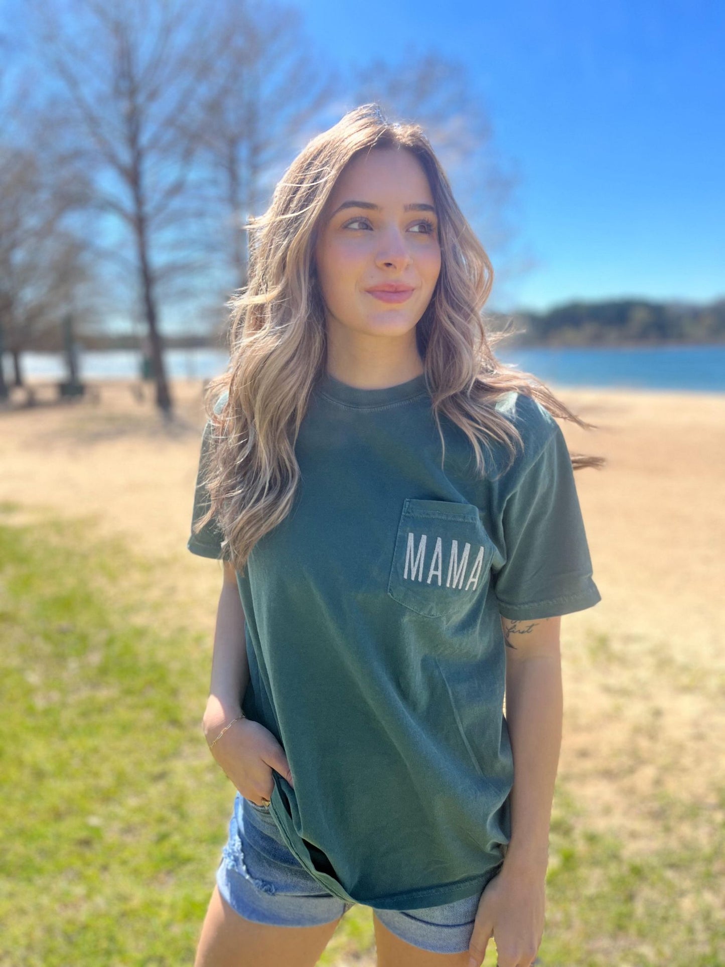 Embroidered Mama Pocket Tees