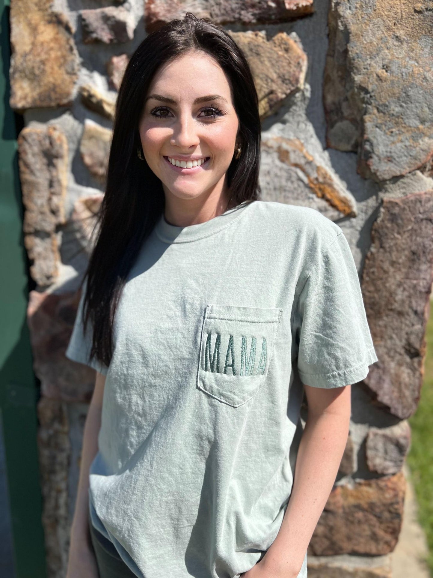 Embroidered Mama Pocket Tees