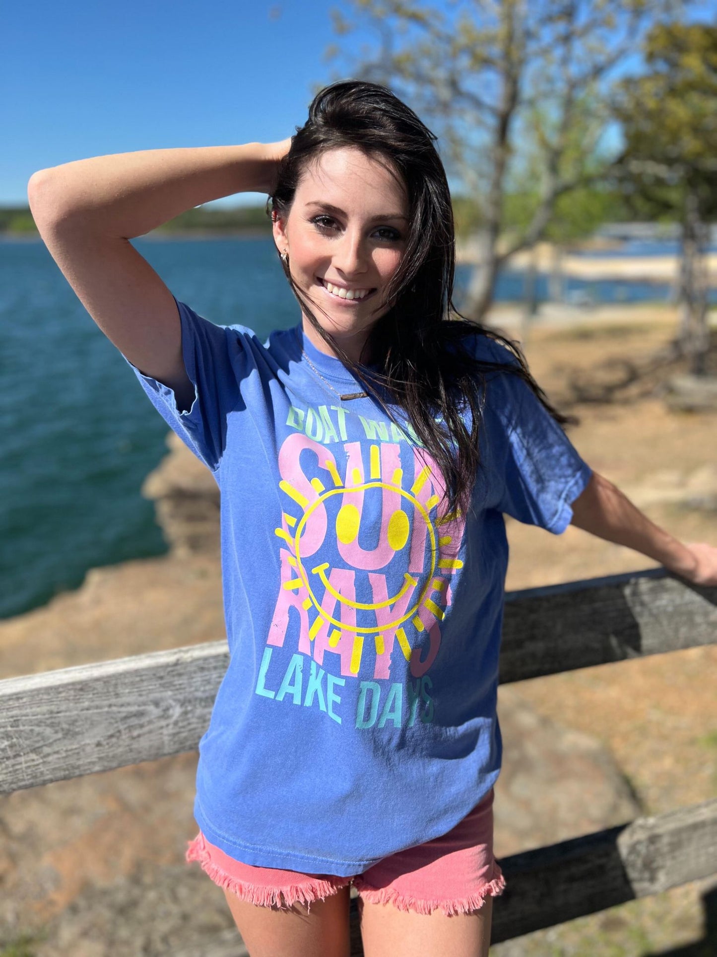 Boat Waves Sun Rays Lake Days Tee