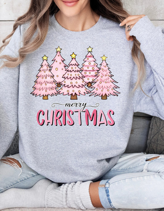 PINK MERRY CHRISTMAS TREES SWEATSHIRT