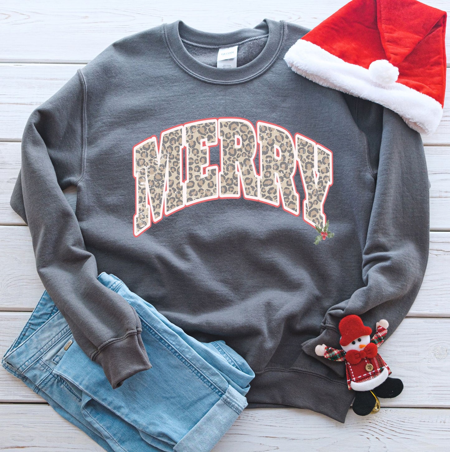 Leopard Arched Merry Sweatshirt