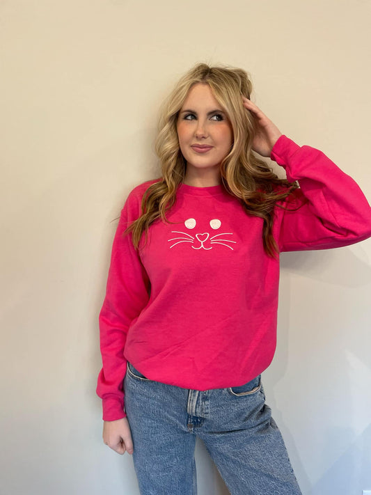 EMBROIDERED BUNNY FACE SWEATSHIRT