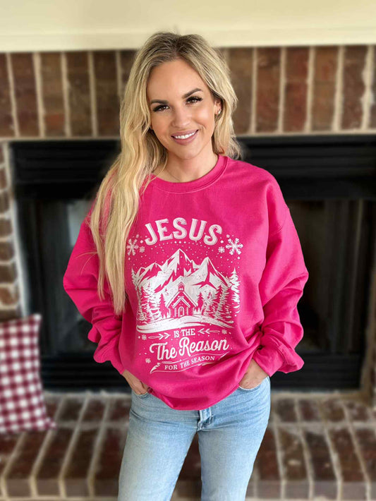 JESUS IS THE REASON PINK SWEATSHIRT