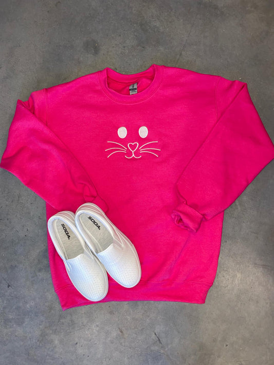 EMBROIDERED BUNNY FACE SWEATSHIRT