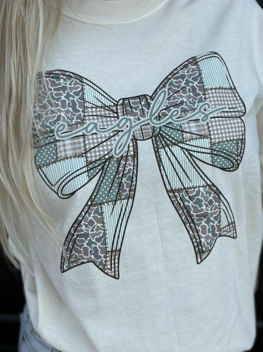 Cursive Mascot Camo Bow Tee