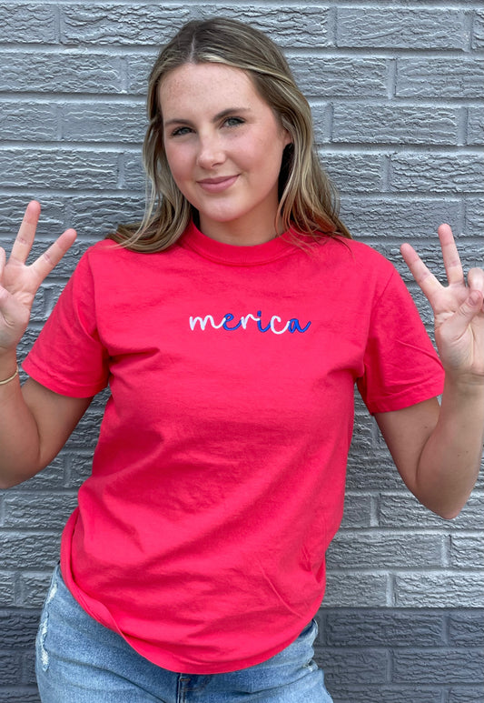 Merica Embroidered Tee