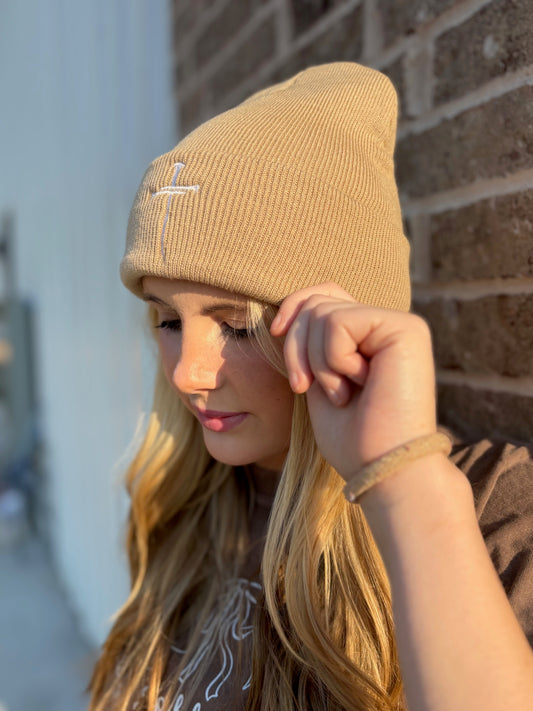 EMBROIDERED CROSS BEANIE