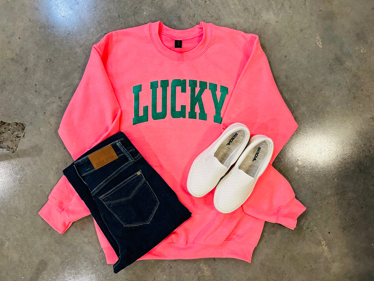 PINK & GREEN LUCKY SWEATSHIRT