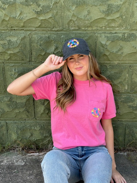 Floral Peace Embroidered Hat