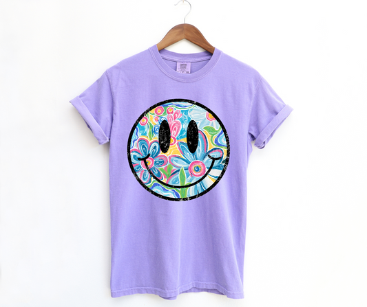 FLORAL OVERSIZED SMILEY VIOLET