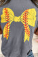 Baseball Bowknot Graphic Casual Tee