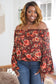 Rustic Floral Bell Sleeve Top