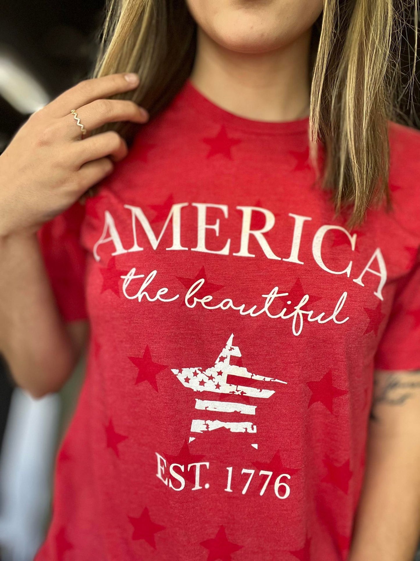 America The Beautiful Star Tee-ask apparel wholesale