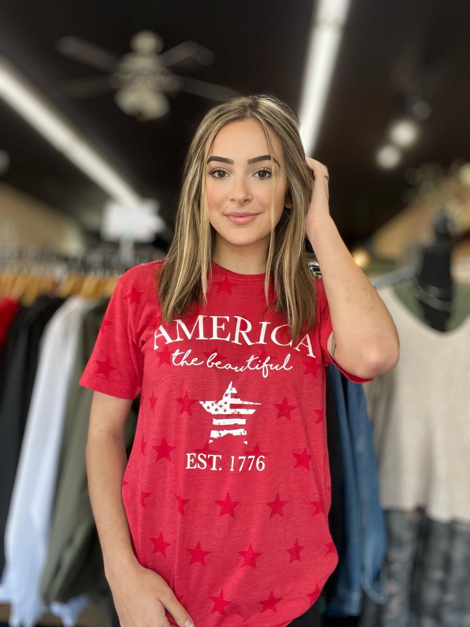 America The Beautiful Star Tee-ask apparel wholesale