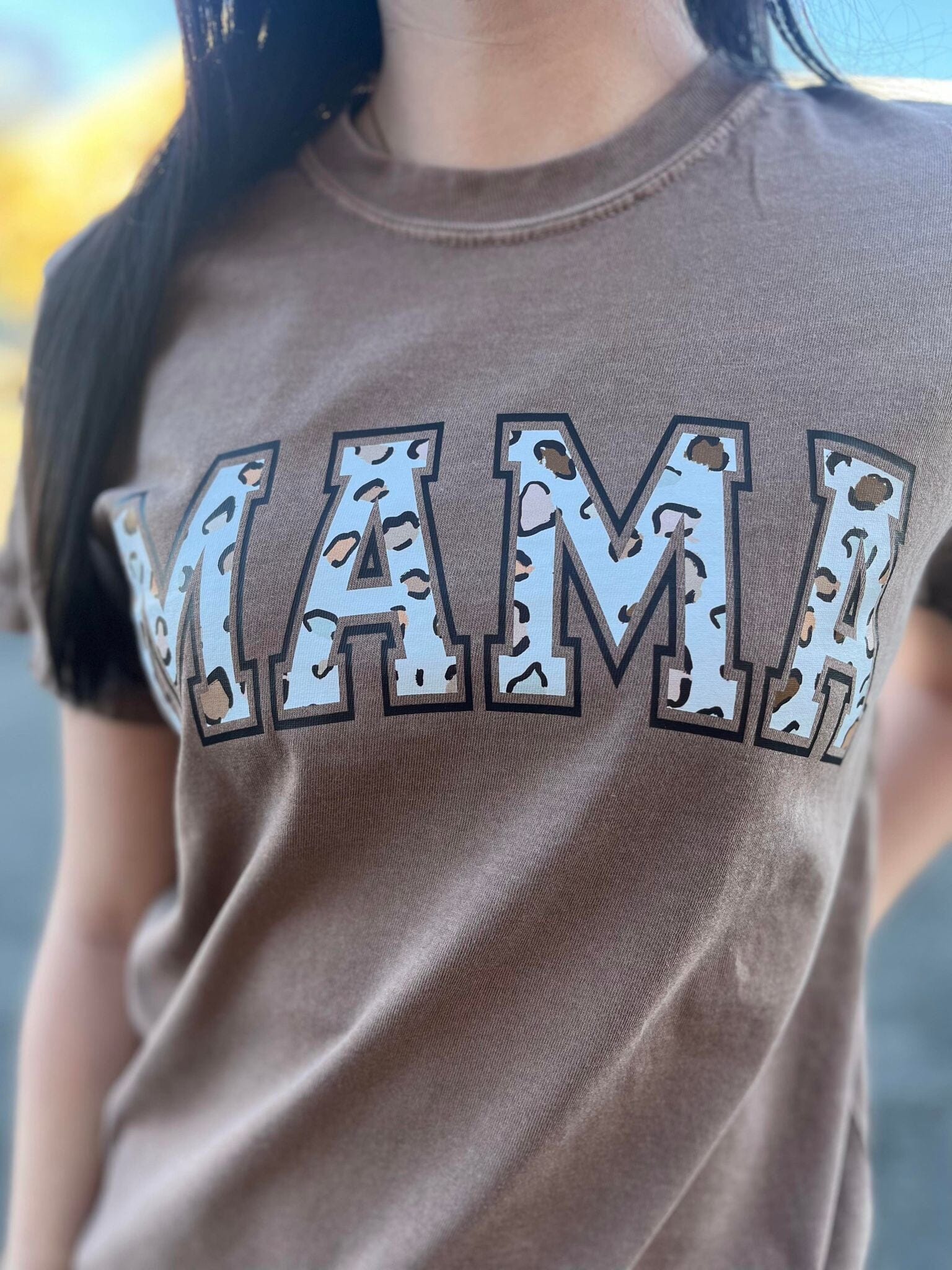 Brown Leopard Mama Tee ask apparel wholesale 