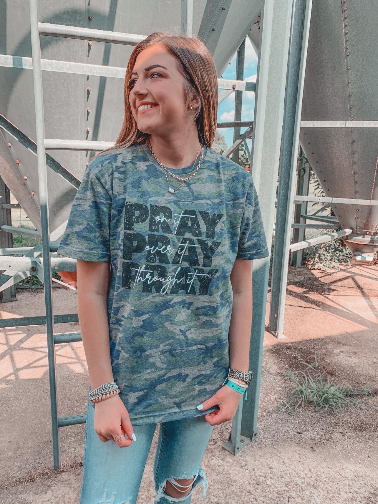 Camo Pray On It Tee-ask apparel wholesale