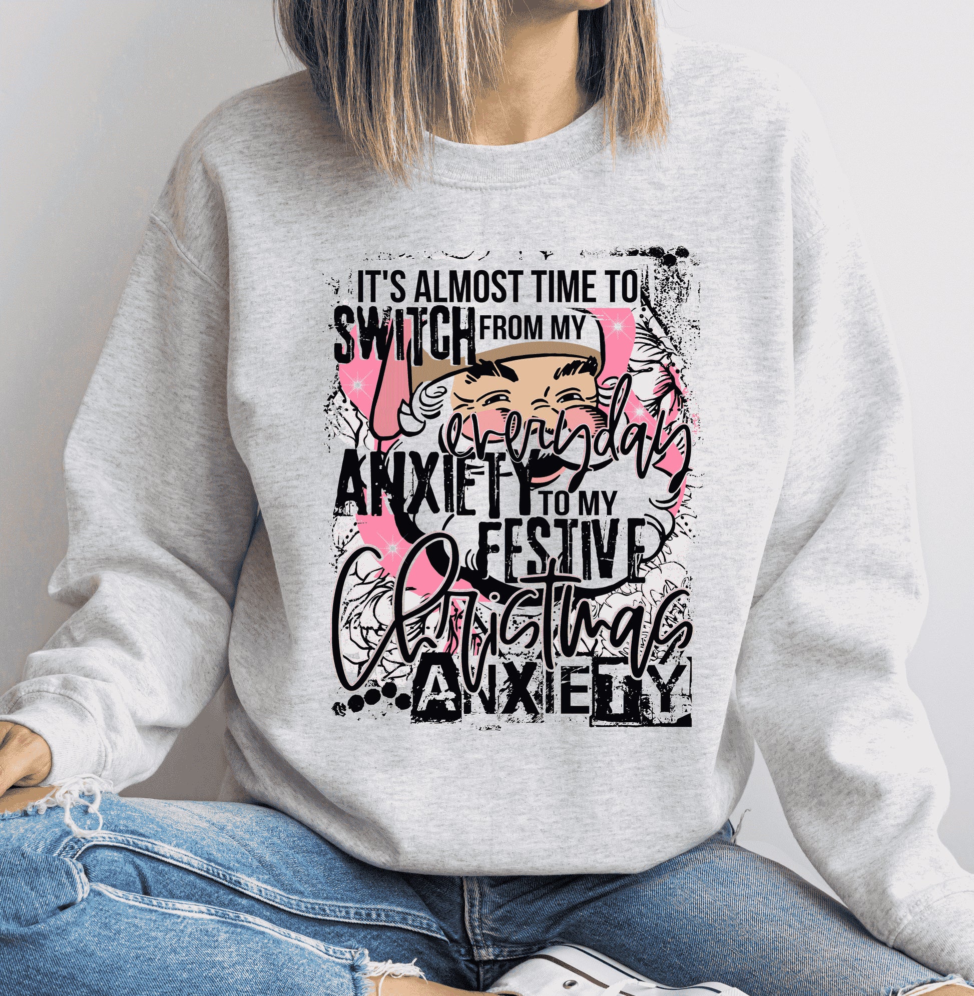 Christmas Anxiety Sweatshirt-ask apparel wholesale