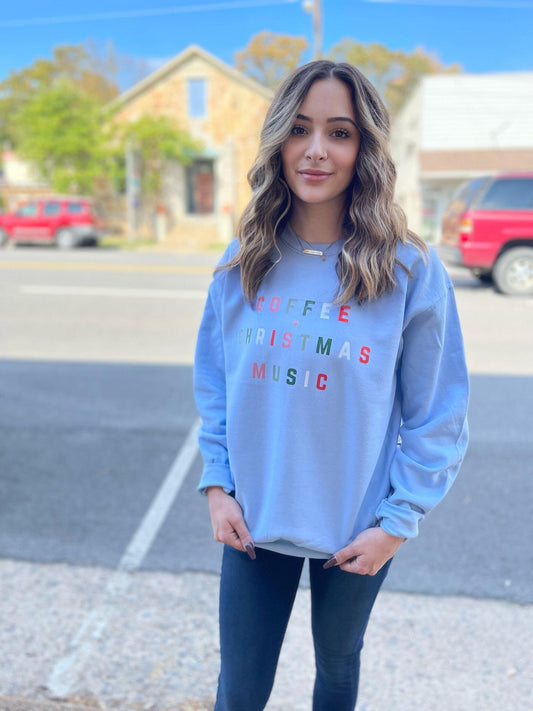 Coffee And Christmas Music Crewneck-ask apparel wholesale