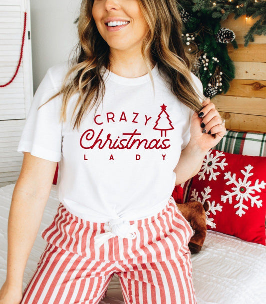 Crazy Christmas Lady Tee-ask apparel wholesale