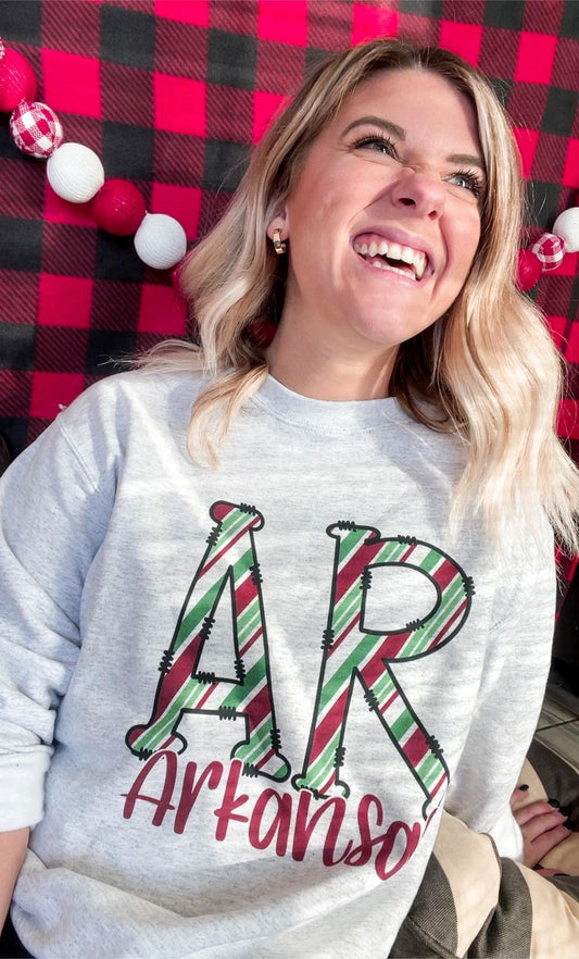 Custom Candy Cane State Sweatshirt-ask apparel wholesale