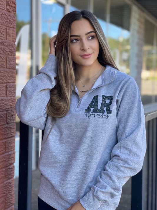 Custom Leopard State Quarter Zip-ask apparel wholesale
