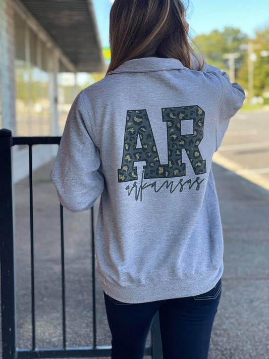 Custom Leopard State Quarter Zip-ask apparel wholesale