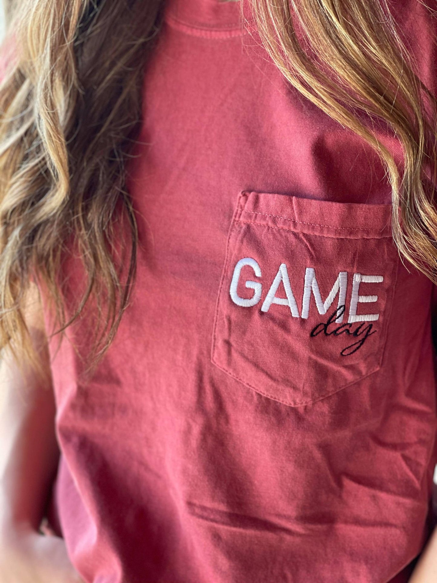 Game Day Pocket Tee-ask apparel wholesale