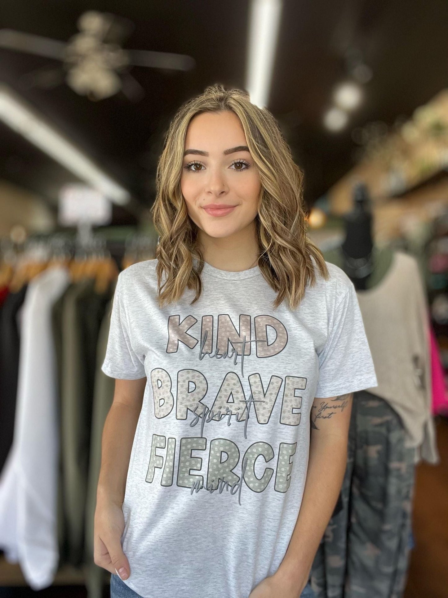 Kind, Brave, Fierce Tee-ask apparel wholesale