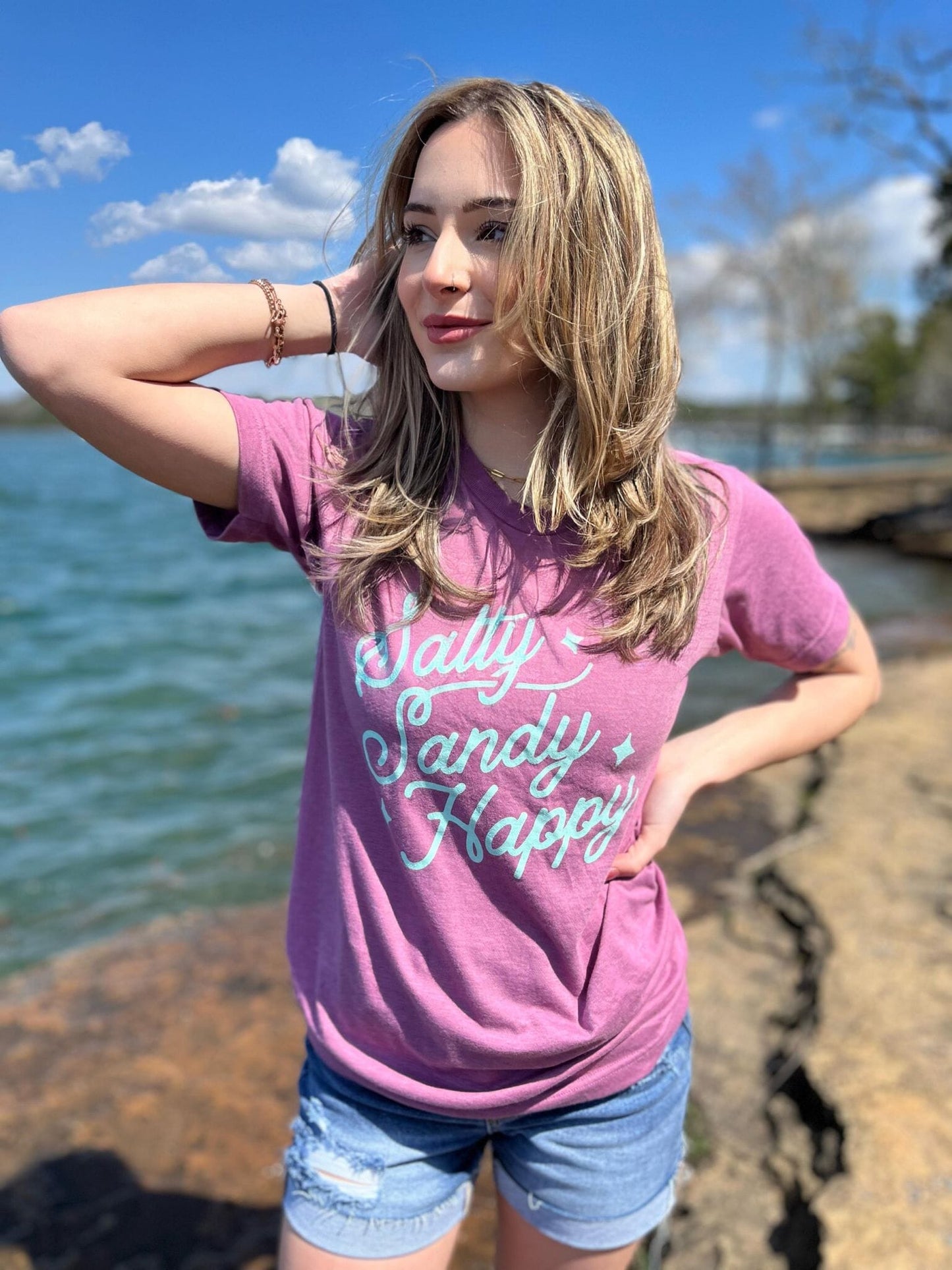 Salty Sandy Happy Tee ask apparel wholesale 