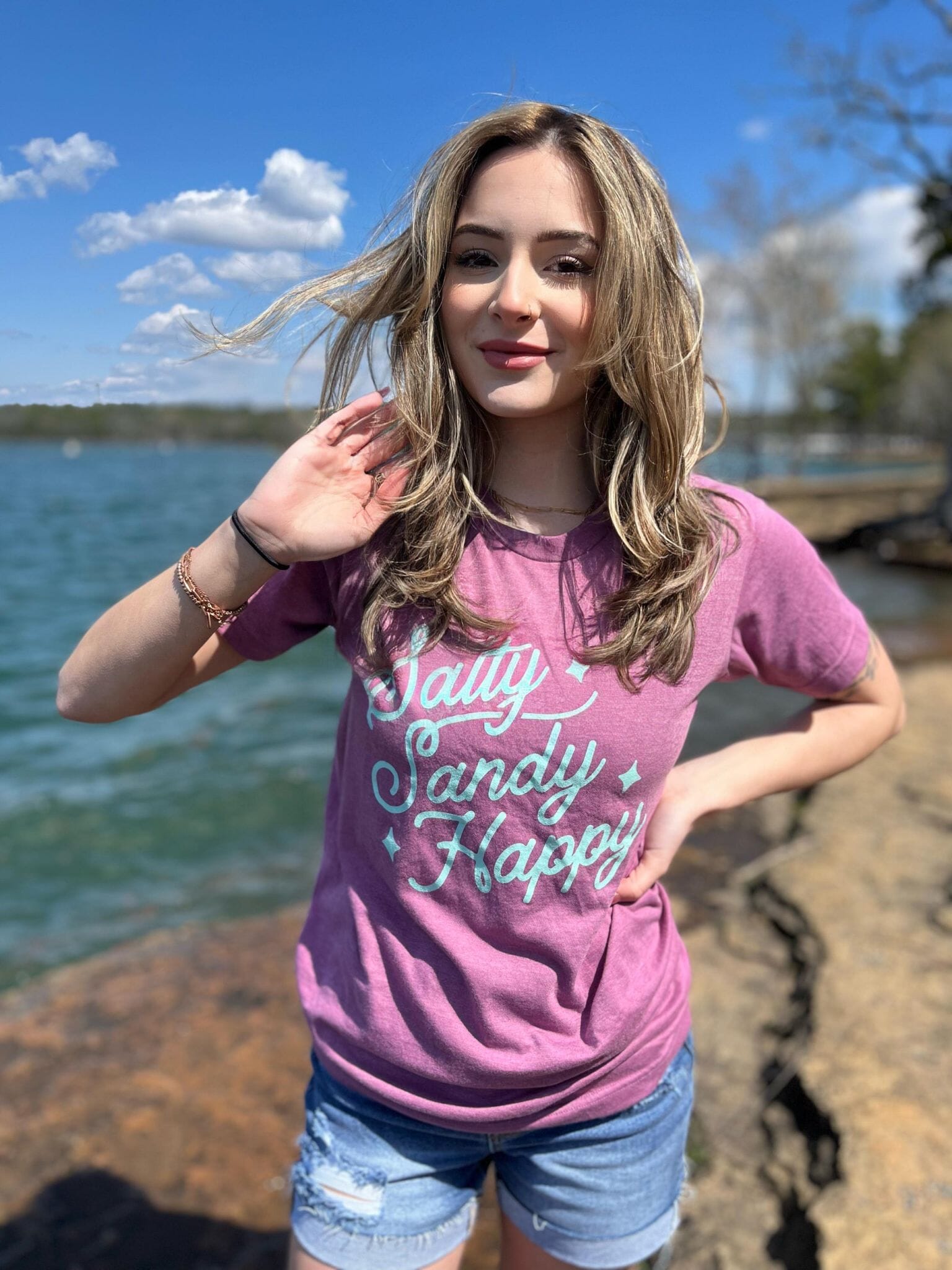 Salty Sandy Happy Tee ask apparel wholesale 