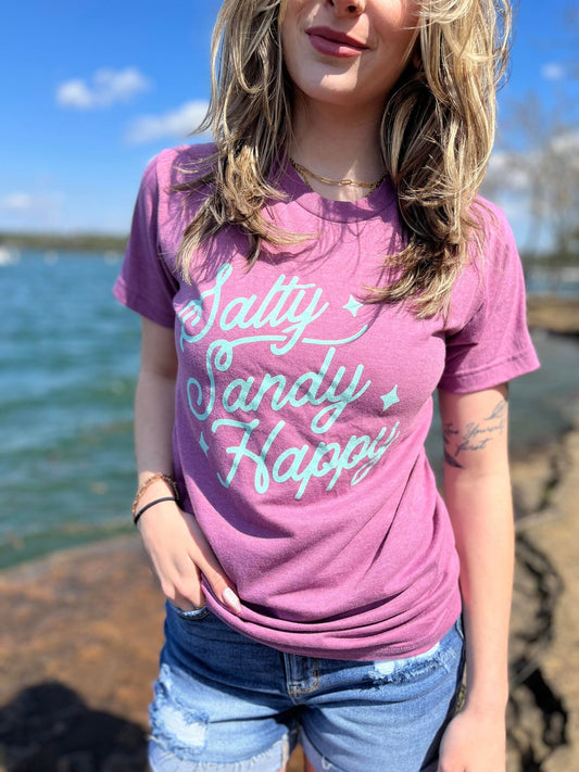 Salty Sandy Happy Tee ask apparel wholesale 