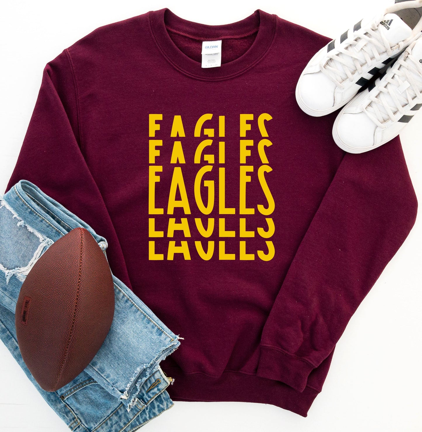 Simple Stacked Mascot Sweatshirt-ask apparel wholesale